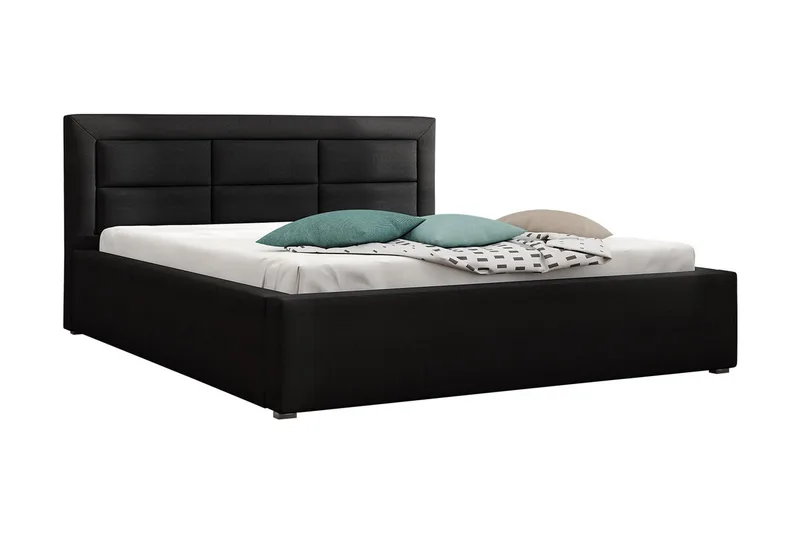 Axlunda Sengepakke 200x200 cm i Stof med Sengegavl + Topmadras, Sort