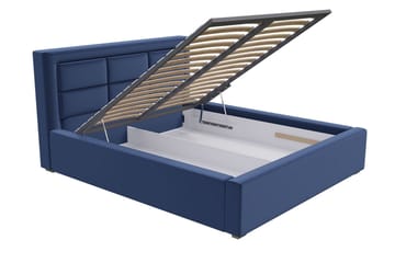 Axlunda Sengeramme 200x200 cm i Stof med Lift-up Opbevaring og Sengegavl - Grå - Møbler - Senge - Sengeramme & sengestel