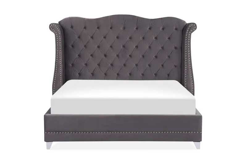 Ayette Dobbeltseng 160x200 cm, Grå/Velour