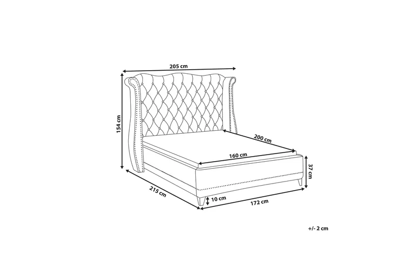 Ayette Dobbeltseng 160x200 cm - Grå/Velour - Møbler - Senge - Sengeramme & sengestel