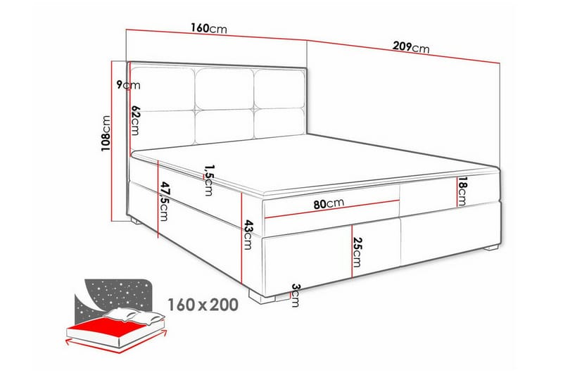 Bandon Sengeramme 160x200 cm - Beige - Sengeramme & sengestel