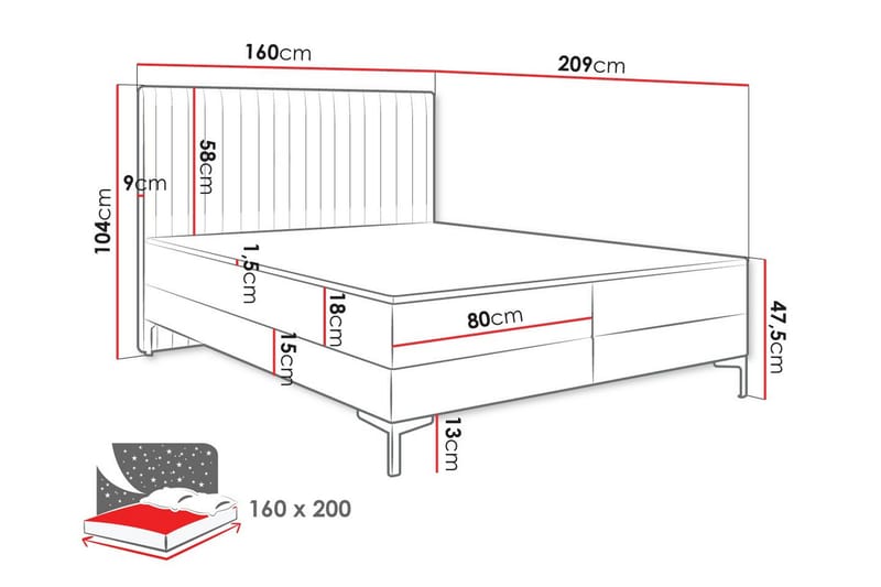 Bandon Sengeramme 160x200 cm - Beige - Sengeramme & sengestel