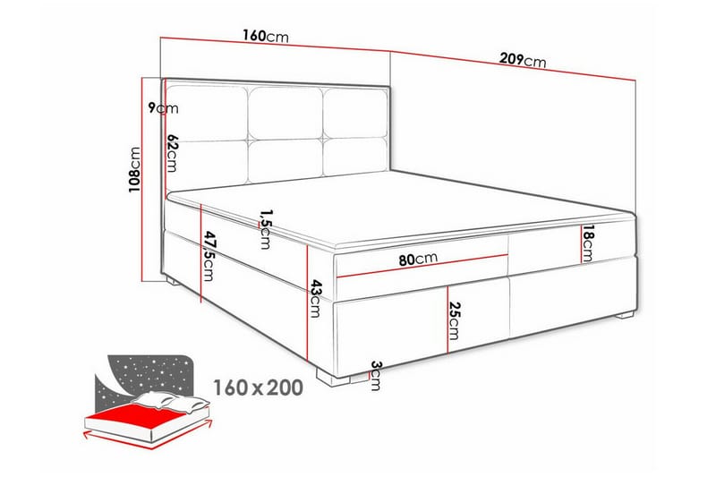 Bandon Sengeramme 160x200 cm - Sort - Møbler - Senge - Sengeramme & sengestel