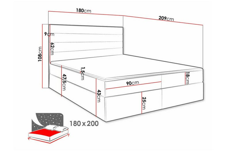 Bandon Sengeramme 180x200 cm - Beige Creme - Sengeramme & sengestel