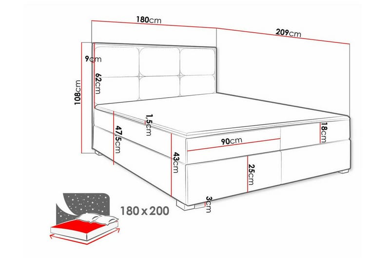 Bandon Sengeramme 180x200 cm - Beige - Sengeramme & sengestel