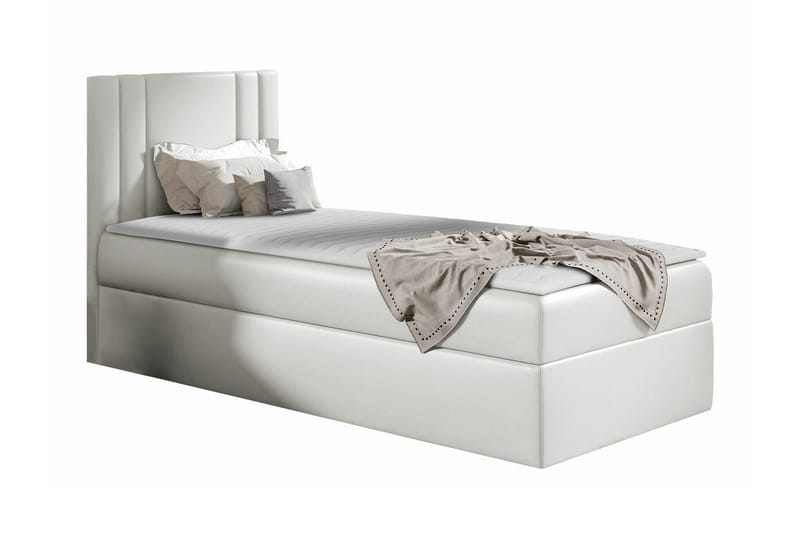 Betvallen Sengepakke med Opbevaring 90x200 cm med Sengegavl + Topmadras, Hvid