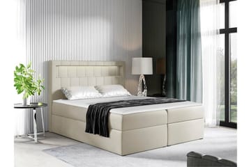 Boisdale Sengepakke 140x200 cm med Sengegavl + Topmadras med Fasthedsgrad Medium - Beige - Møbler - Senge - Sengeramme & sengestel