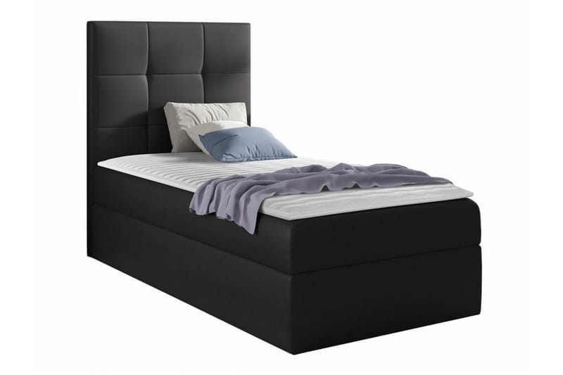 Boisdale Sengepakke 80x200 cm med Sengegavl + Topmadras med Fasthedsgrad Medium, Sort