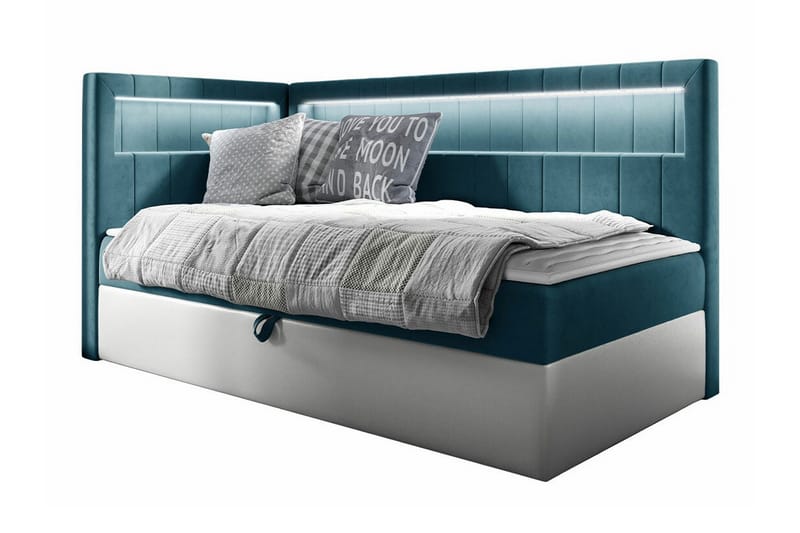 Boisdale Sengeramme 100x200 cm - Bl�å/Hvid - Møbler - Senge - Sengeramme & sengestel