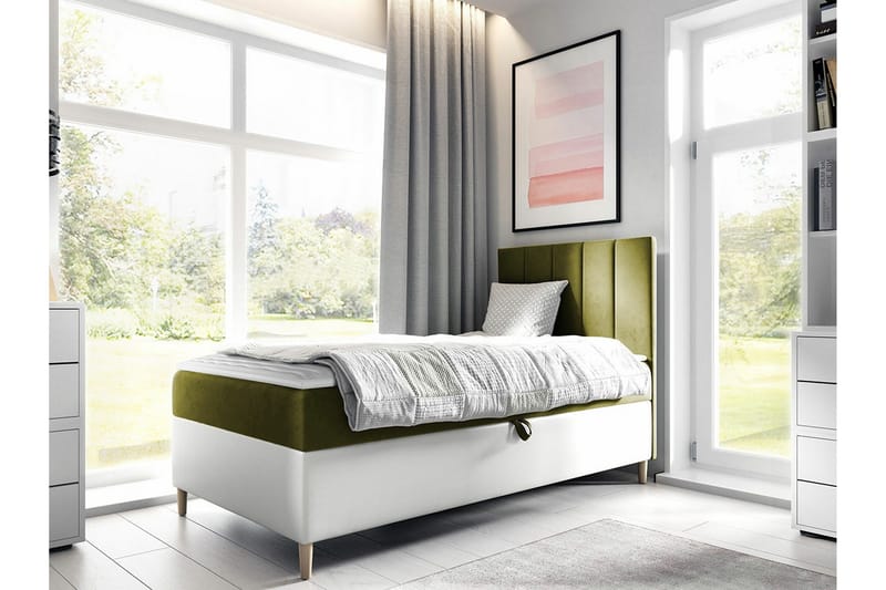 Boisdale Sengeramme 100x200 cm - Grön/Vit - Møbler - Senge - Sengeramme & sengestel