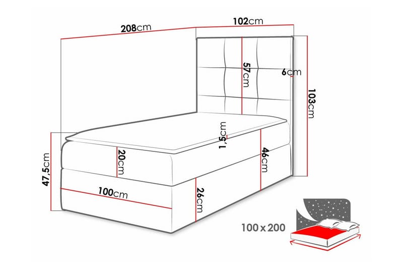 Boisdale Sengeramme 100x200 cm - Møbler - Senge - Sengeramme & sengestel
