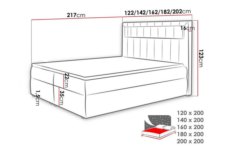 Boisdale Sengeramme 140x200 cm i Fløjl med Opbevaring og Sengegavl - Blå - Møbler - Senge - Sengeramme & sengestel