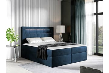 Boisdale Sengeramme 140x200 cm i Fløjl med Opbevaring og Sengegavl - Blå - Møbler - Senge - Sengeramme & sengestel