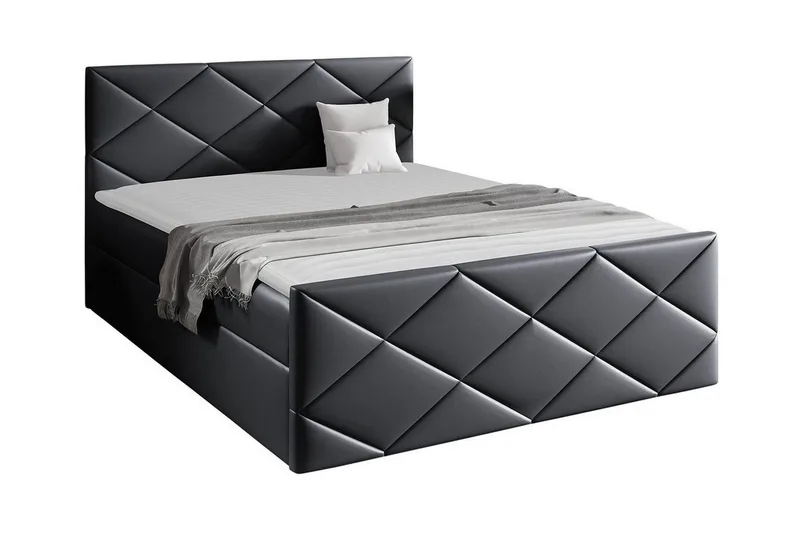 Boisdale Sengeramme 140x200 cm i Kunstlæder med Fasthedsgrad Medium, Sort