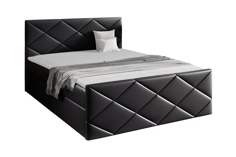 Boisdale Sengeramme 140x200 cm i Kunstlæder med Fasthedsgrad Medium, Sort