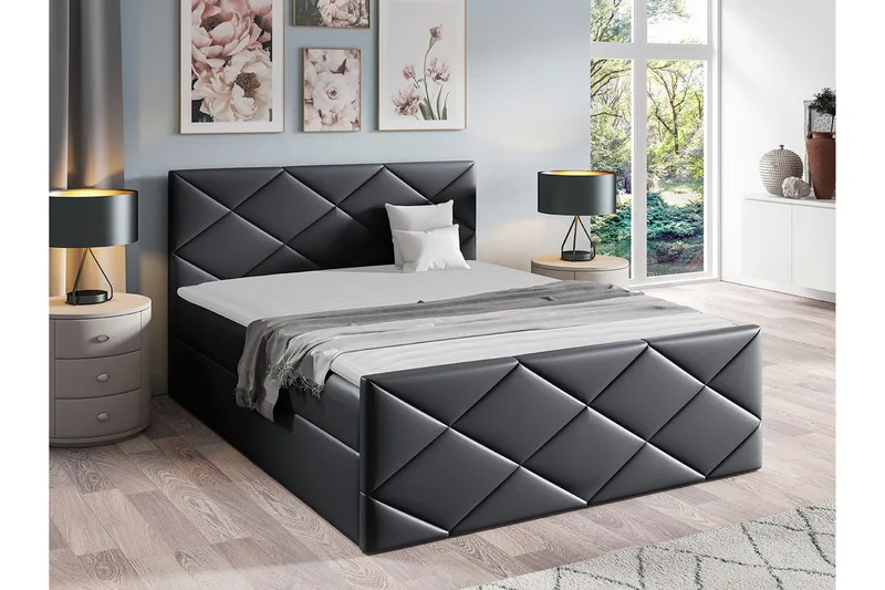 Boisdale Sengeramme 140x200 cm i Kunstlæder med Fasthedsgrad Medium - Sort - Møbler - Senge - Sengeramme & sengestel