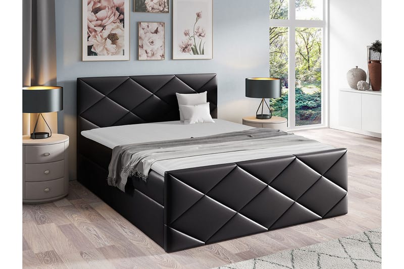 Boisdale Sengeramme 140x200 cm i Kunstlæder med Fasthedsgrad Medium - Sort - Møbler - Senge - Sengeramme & sengestel