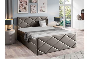 Boisdale Sengeramme 140x200 cm i Kunstlæder med Fasthedsgrad Medium - Taupe - Møbler - Senge - Sengeramme & sengestel
