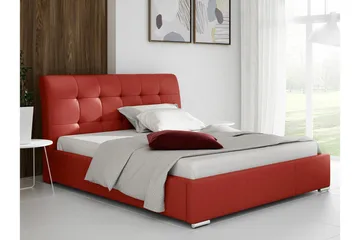 Boisdale Sengeramme 140x200 cm i Kunstlæder med Opbevaring og Sengegavl - Rød - Møbler - Senge - Sengeramme & sengestel