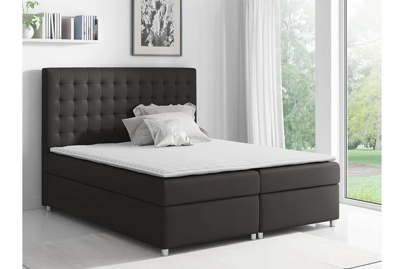 Boisdale Sengeramme 140x200 cm i Stof med Fasthedsgrad Medium - Antracit - Møbler - Senge - Sengeramme & sengestel