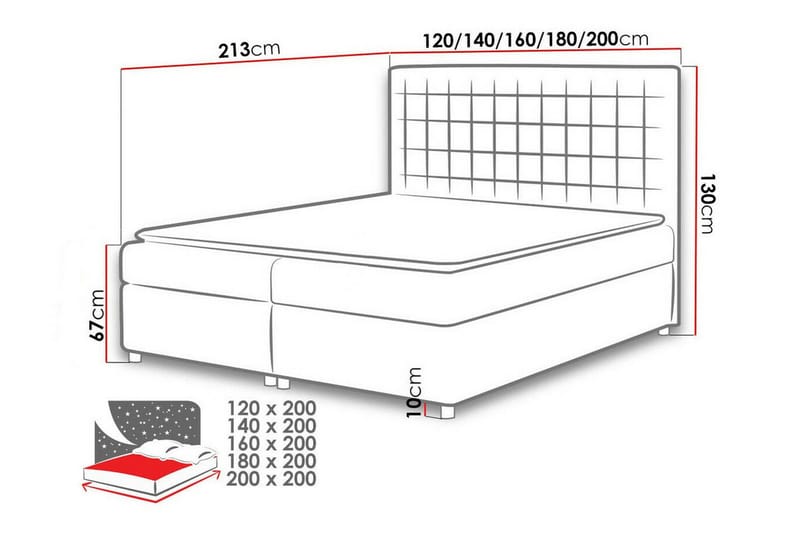 Boisdale Sengeramme 140x200 cm i Stof med Fasthedsgrad Medium - Brun - Møbler - Senge - Sengeramme & sengestel
