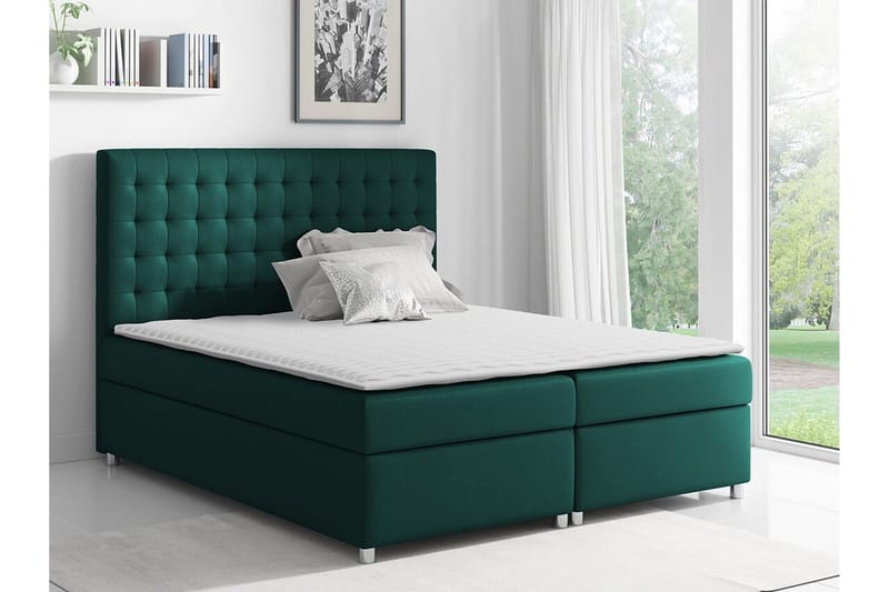 Boisdale Sengeramme 140x200 cm i Stof med Fasthedsgrad Medium - Mørkegrøn - Møbler - Senge - Sengeramme & sengestel