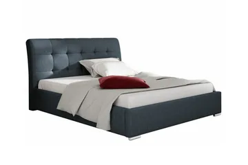 Boisdale Sengeramme 140x200 cm i Stof med Opbevaring og Sengegavl - Mørkeblå - Møbler - Senge - Sengeramme & sengestel