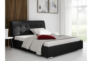 Boisdale Sengeramme 140x200 cm i Stof med Opbevaring og Sengegavl - Sort - Møbler - Senge - Sengeramme & sengestel