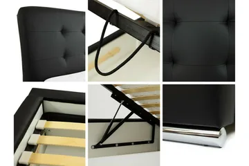 Boisdale Sengeramme 140x200 cm i Stof med Opbevaring og Sengegavl - Sort - Møbler - Senge - Sengeramme & sengestel