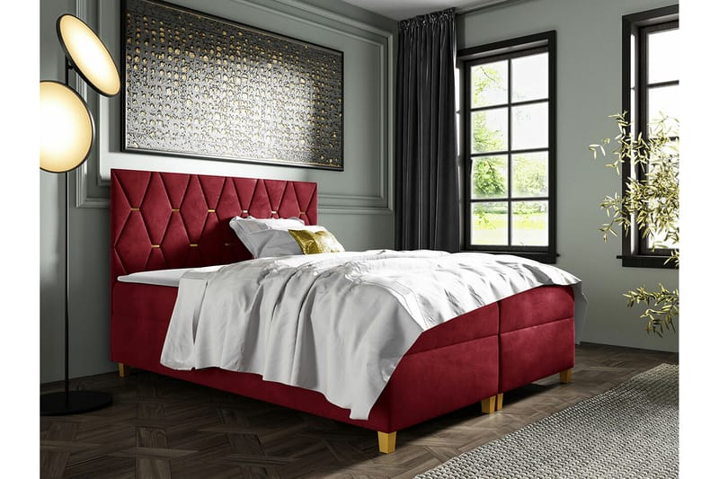 Boisdale Sengeramme 140x200 cm - Mørkerød - Møbler - Senge - Sengeramme & sengestel