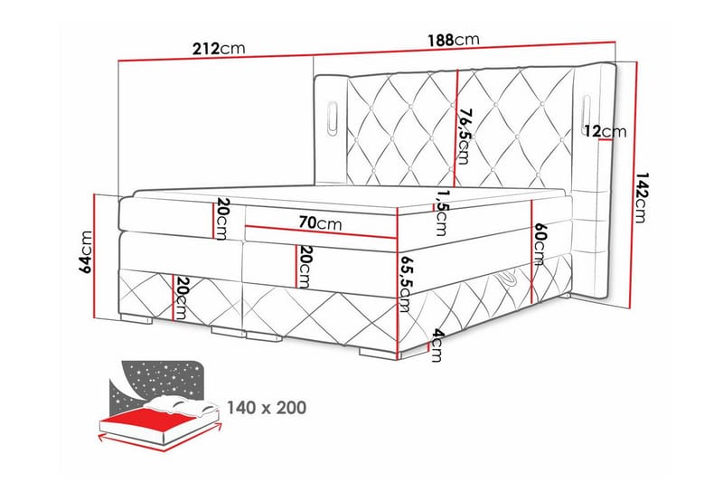 Boisdale Sengeramme 140x200 cm - Møbler - Senge - Sengeramme & sengestel