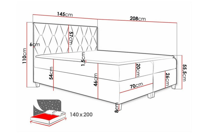 Boisdale Sengeramme 140x200 cm - Møbler - Senge - Sengeramme & sengestel