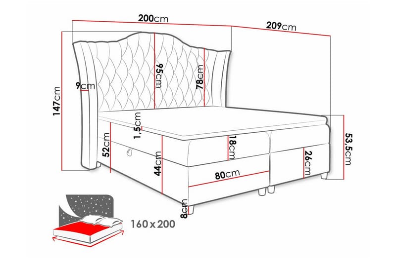 Boisdale Sengeramme 160x200 cm - Beige - Sengeramme & sengestel