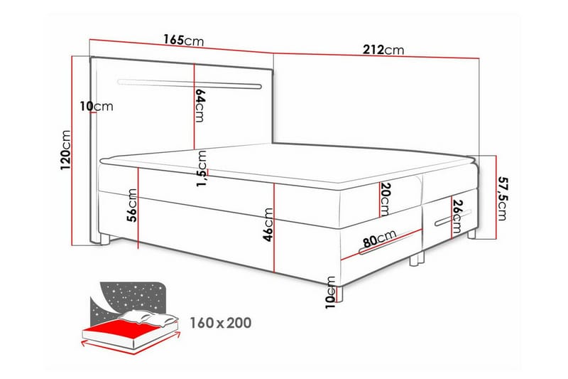 Boisdale Sengeramme 160x200 cm - Hvid - Møbler - Senge - Sengeramme & sengestel