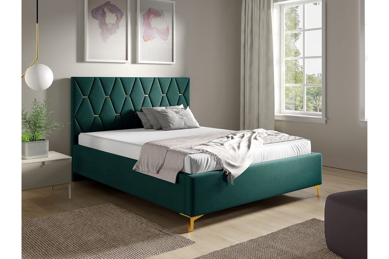 Boisdale Sengeramme 160x200 cm - Mørkegrøn - Møbler - Senge - Sengeramme & sengestel