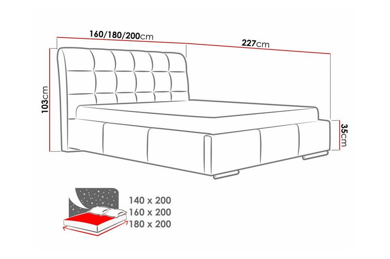 Boisdale Sengeramme 160x200 cm - Orange - Sengeramme & sengestel