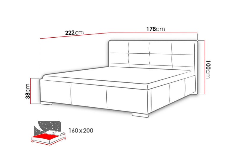 Boisdale Sengeramme 160x200 cm - Rød - Møbler - Senge - Sengeramme & sengestel
