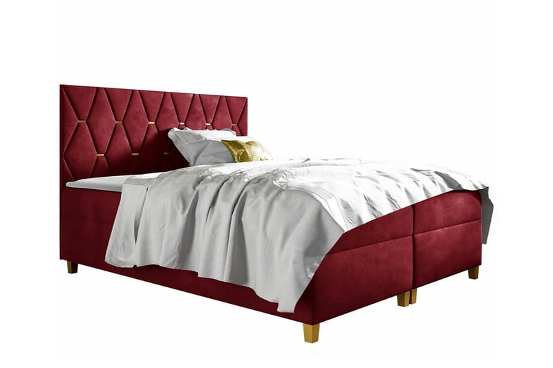 Boisdale Sengeramme 160x200 cm - Rød/Guld - Møbler - Senge - Sengeramme & sengestel
