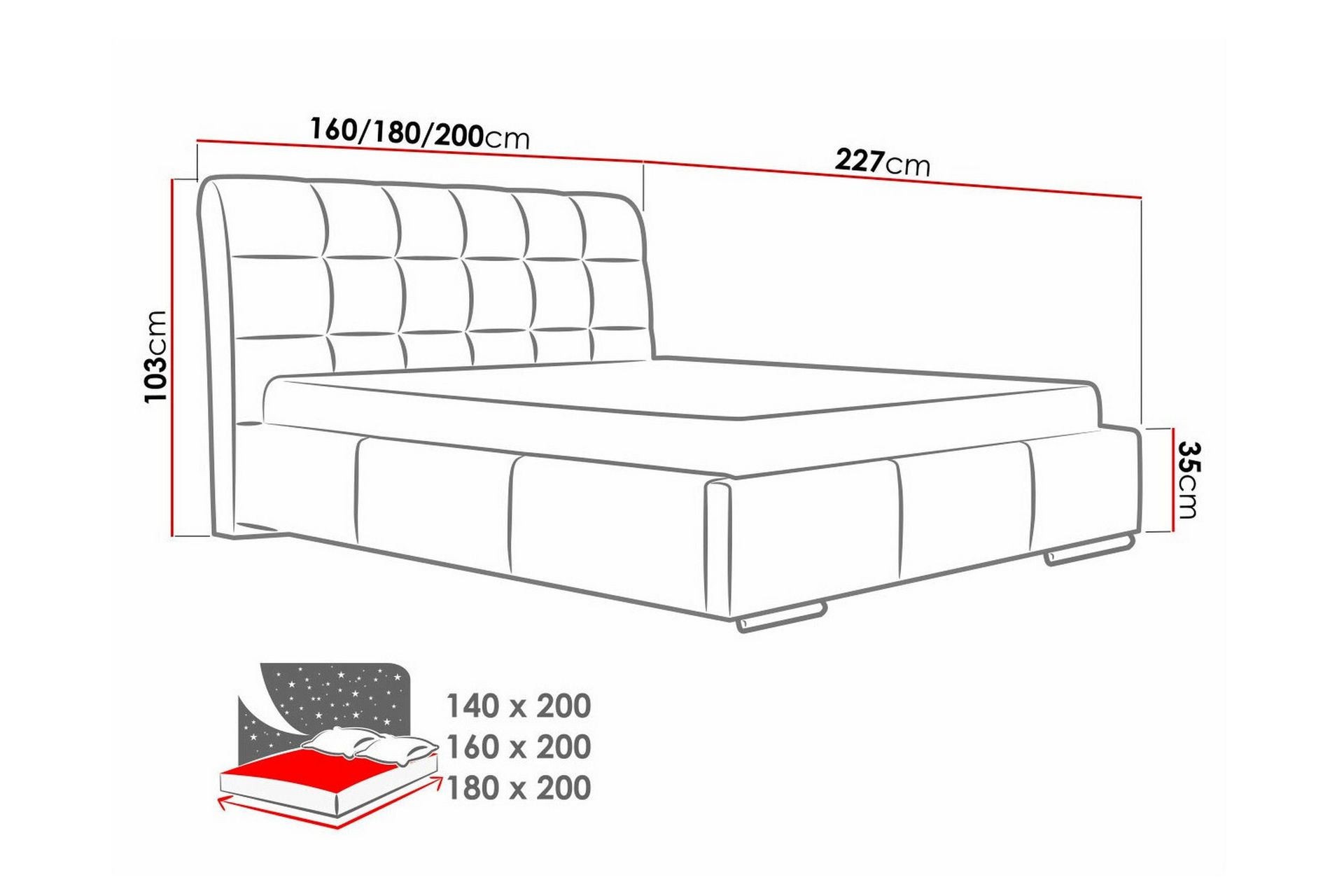 Boisdale Sengeramme 160x200 cm - Sort - Møbler - Senge - Sengeramme & sengestel