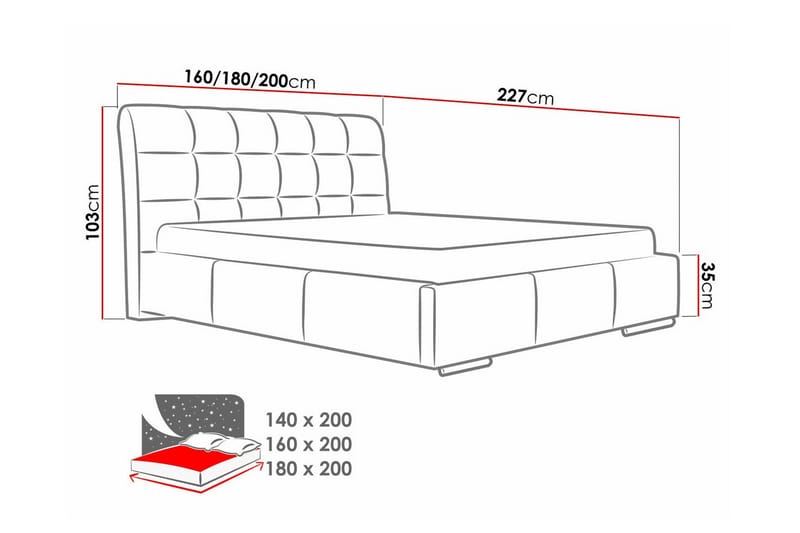 Boisdale Sengeramme 160x200 cm - Sort - Møbler - Senge - Sengeramme & sengestel