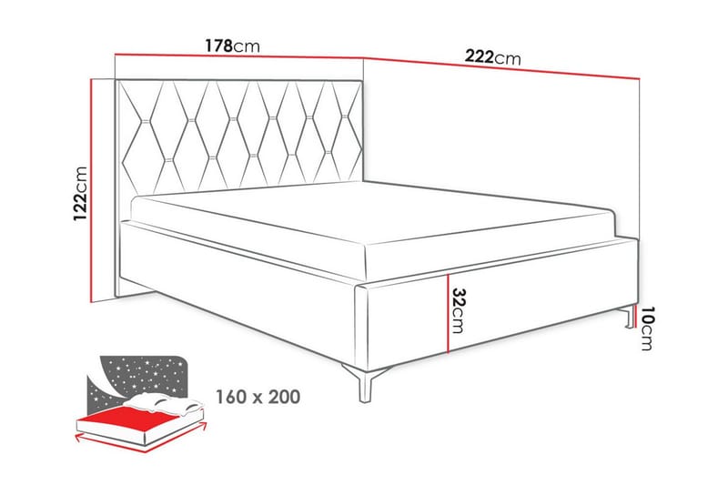 Boisdale Sengeramme 160x200 cm - Sort - Møbler - Senge - Sengeramme & sengestel
