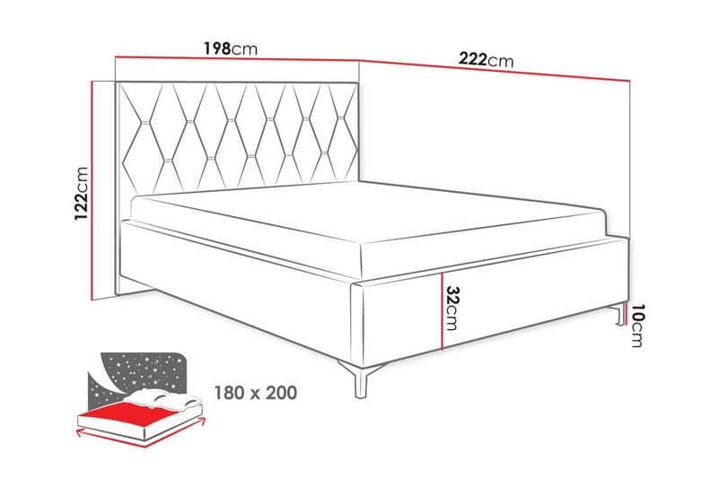 Boisdale Sengeramme 180x200 cm - Beige - Sengeramme & sengestel