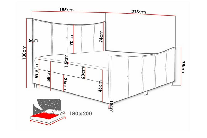Boisdale Sengeramme 180x200 cm - Gul - Møbler - Senge - Sengeramme & sengestel