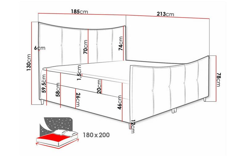 Boisdale Sengeramme 180x200 cm - Gul - Sengeramme & sengestel