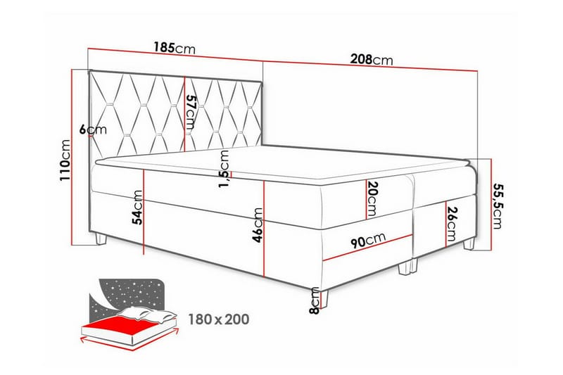 Boisdale Sengeramme 180x200 cm - Gul - Sengeramme & sengestel