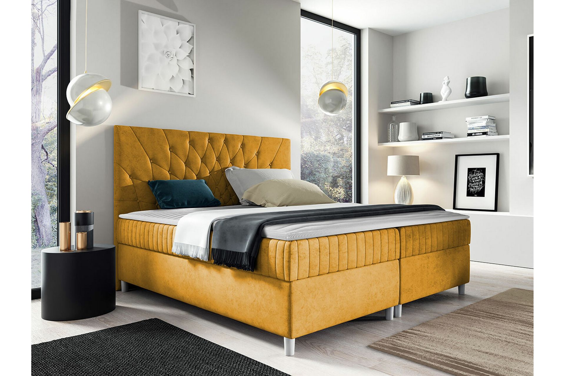 Boisdale Sengeramme 180x200 cm - Gul - Møbler - Senge - Sengeramme & sengestel