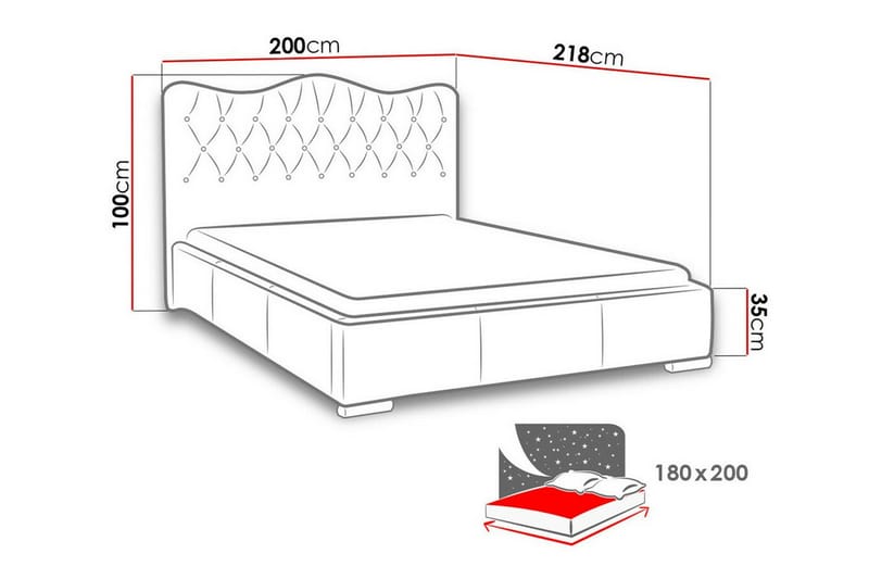 Boisdale Sengeramme 180x200 cm - Sort - Møbler - Senge - Sengeramme & sengestel