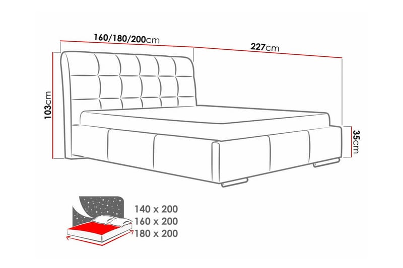 Boisdale Sengeramme 180x200 cm - Møbler - Senge - Sengeramme & sengestel
