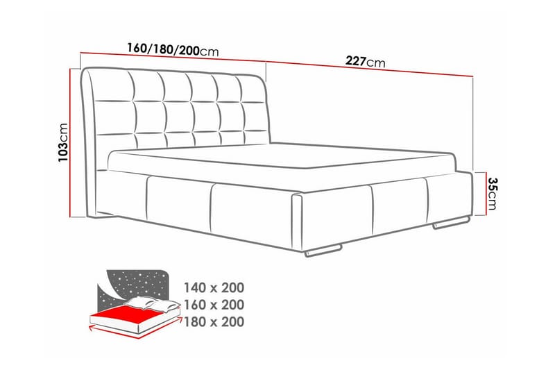 Boisdale Sengeramme 180x200 cm - Møbler - Senge - Sengeramme & sengestel