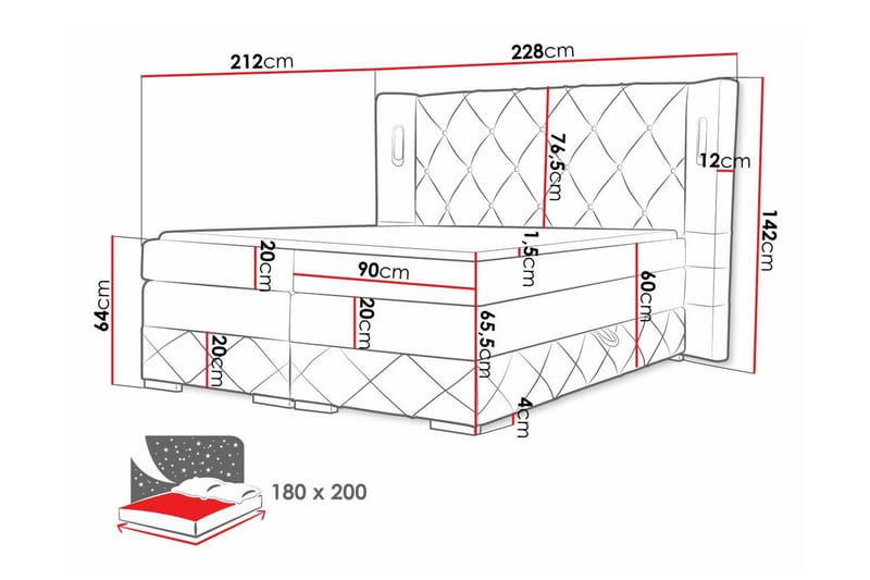 Boisdale Sengeramme 180x200 cm - Møbler - Senge - Sengeramme & sengestel